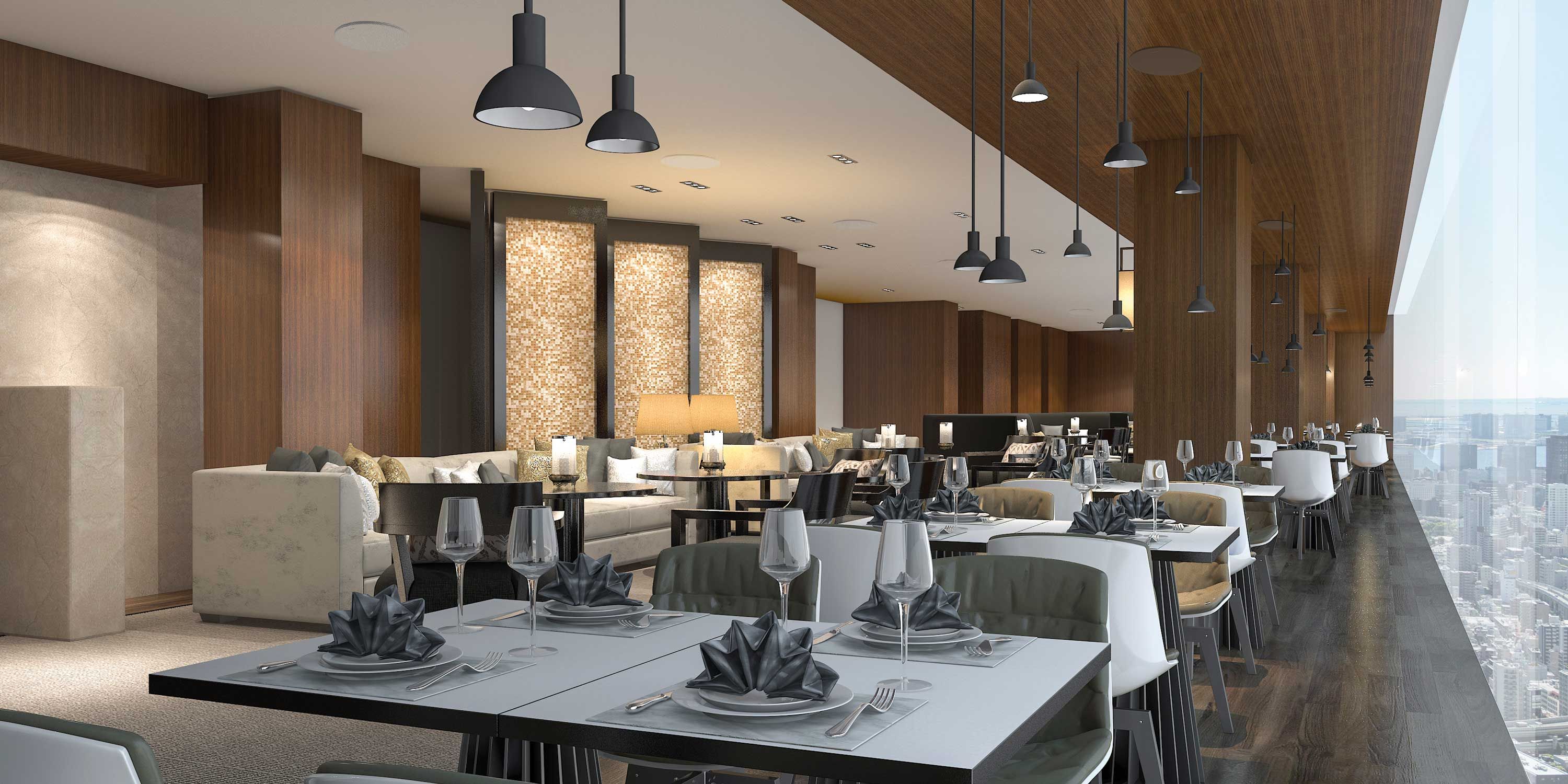 neutral restaurant with high performance audio from Focal
